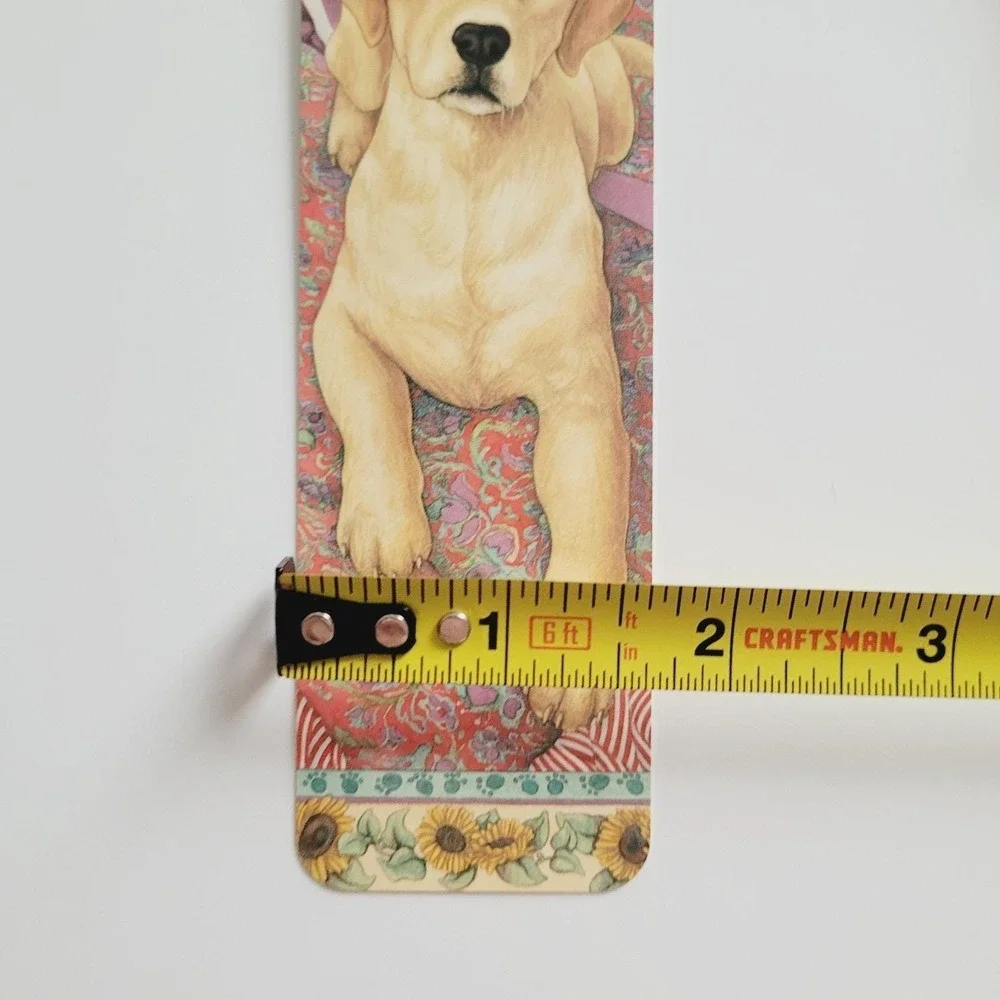 Vintage 90s Dogs Tammy Herriman, Tassel Bookmark, yellow lab, 1996 Artworks DG02